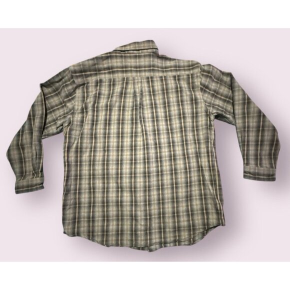 Carhartt Shirt Men XL Plaid Flannel Brown Gray Button Up Midweight Work Cotton - Picture 2 of 7